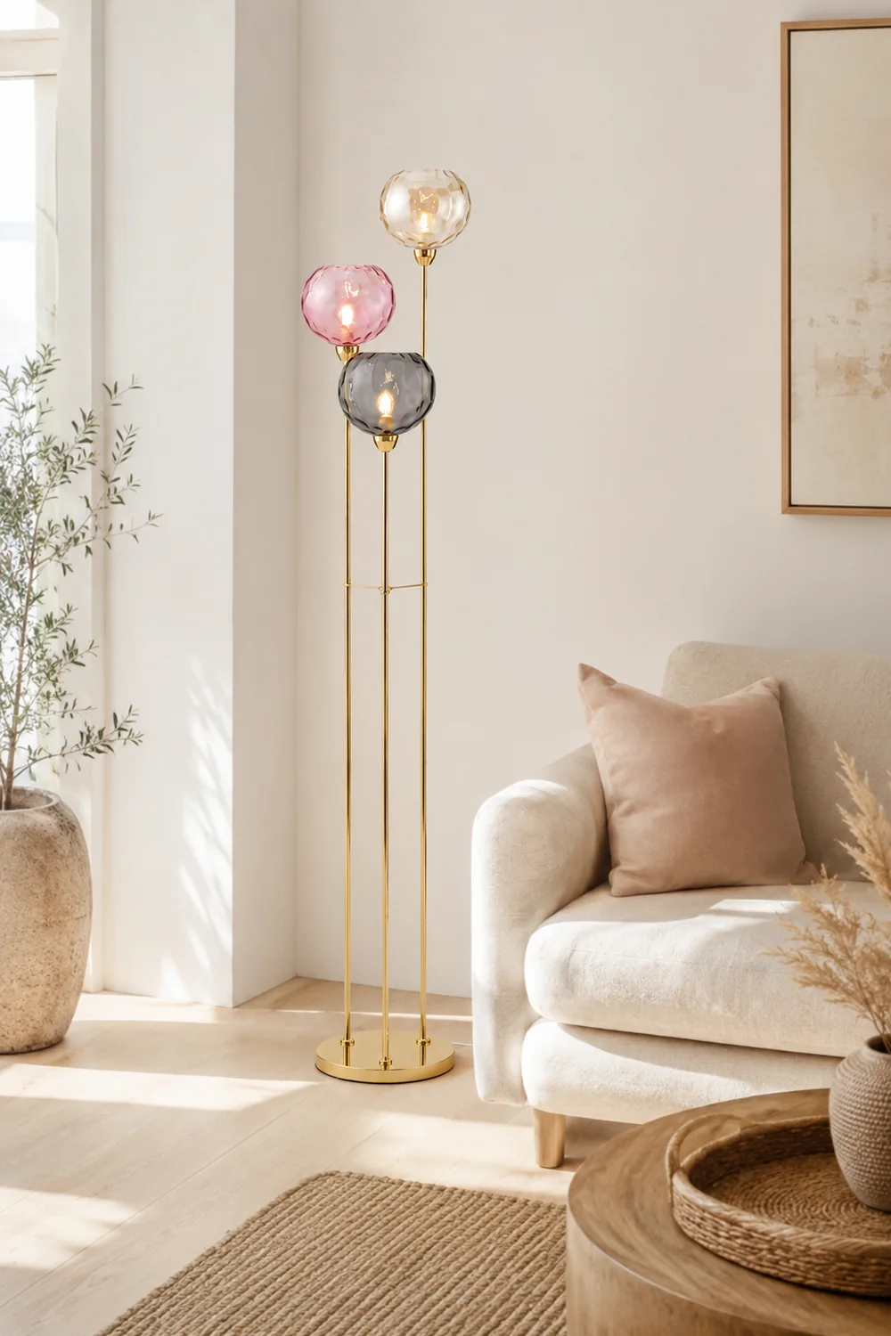 Hailie Designer Bubble Floor Lamp, Metal/Glass - Lumpaz