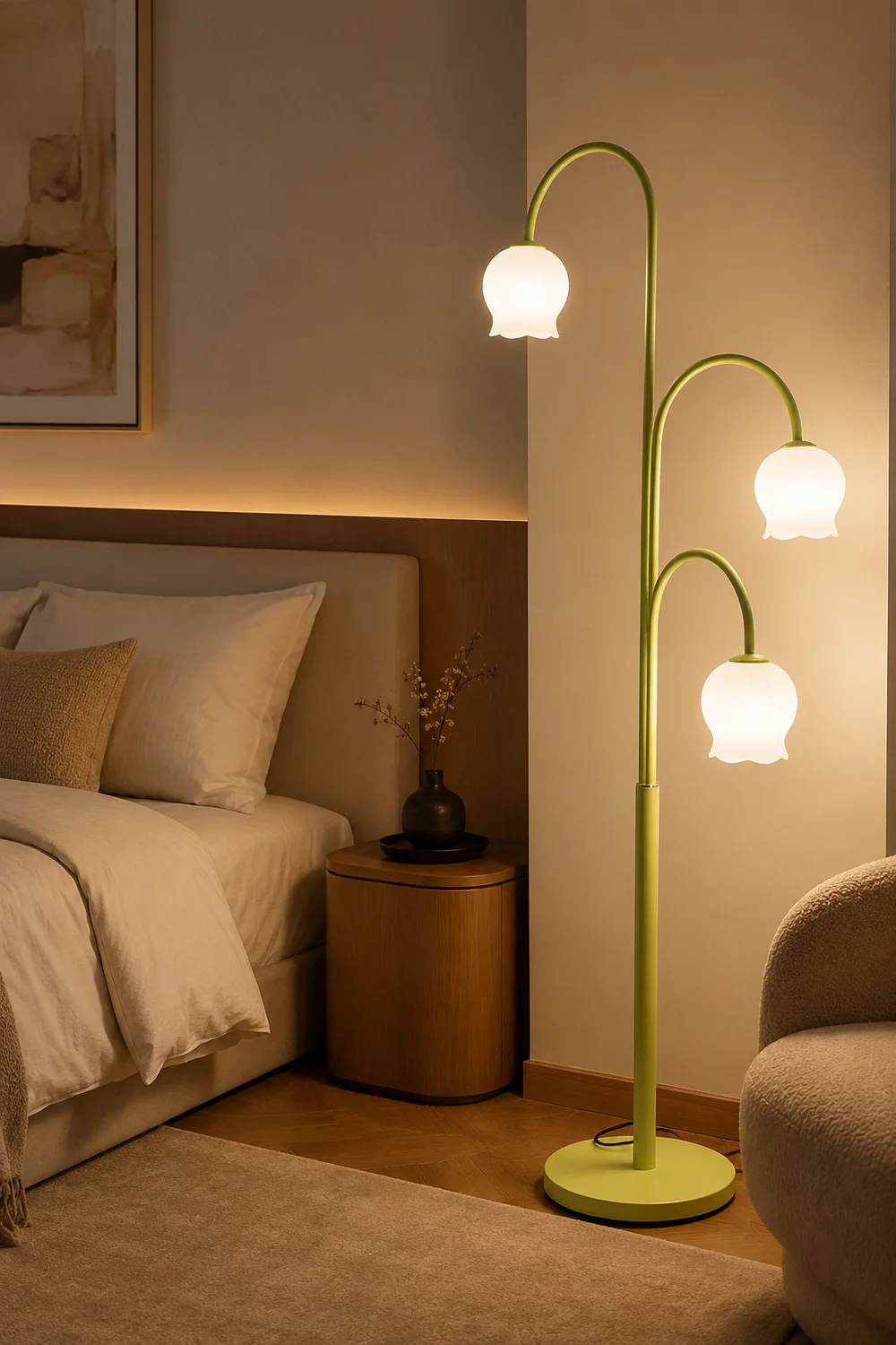 Lily Art Deco Dome Metal Glass Floor Lamp - Lumpaz