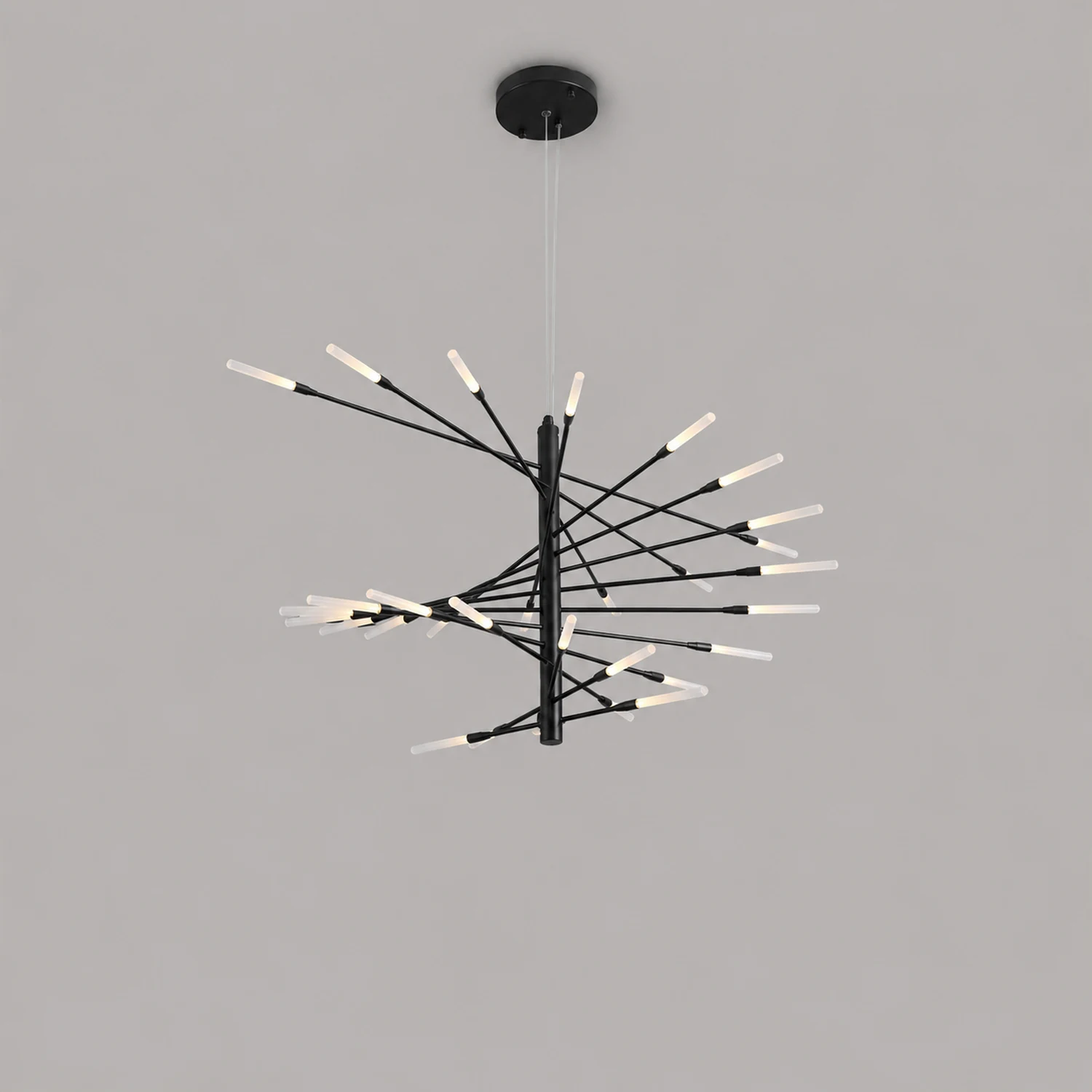 Lowry Modern Chandelier Black/Gold Metal/Acrylic Living Room - Lumpaz