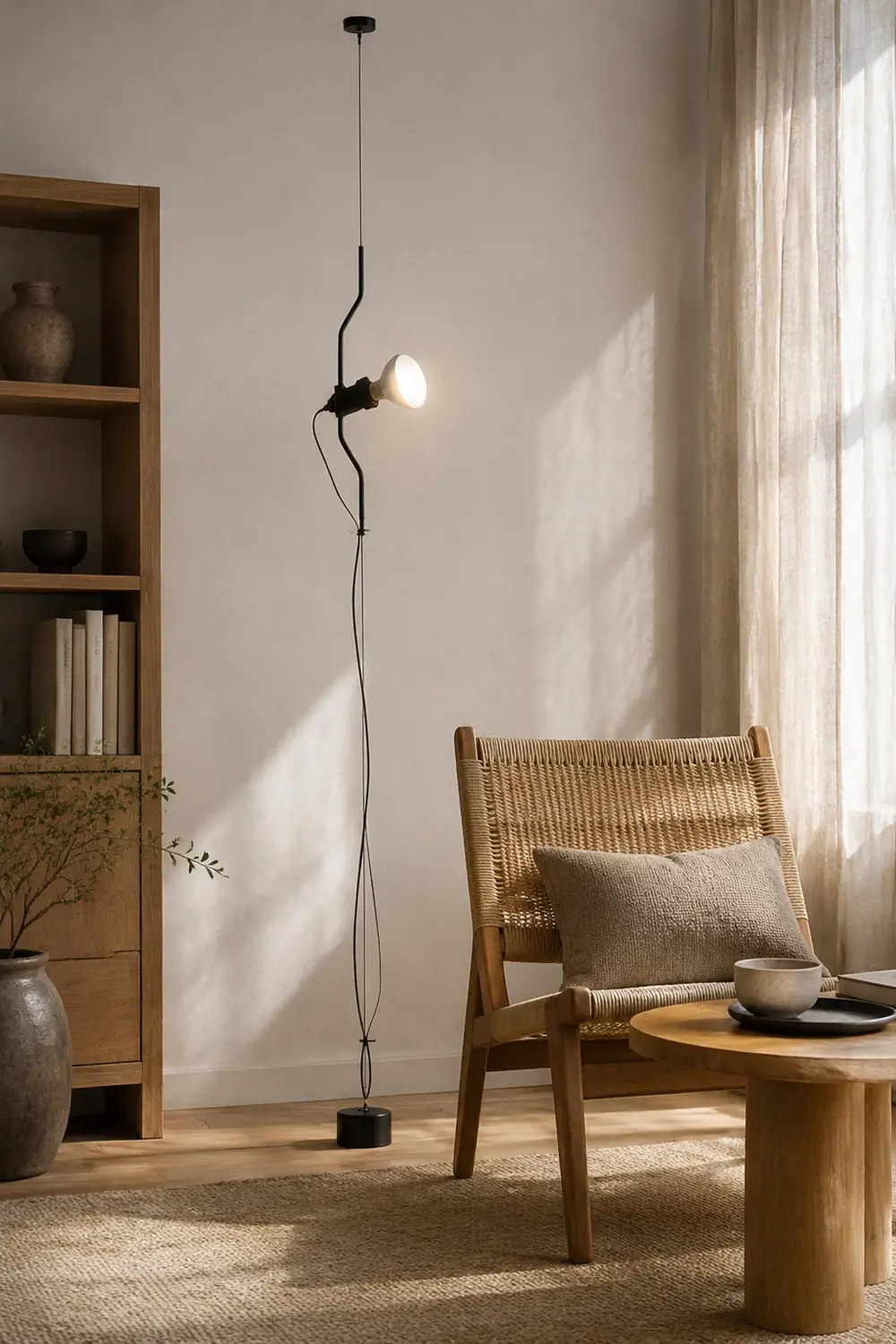 Luxo Floor Lamp Linear Minimalist, Metal, Black/White/Red, Bedroom - Lumpaz