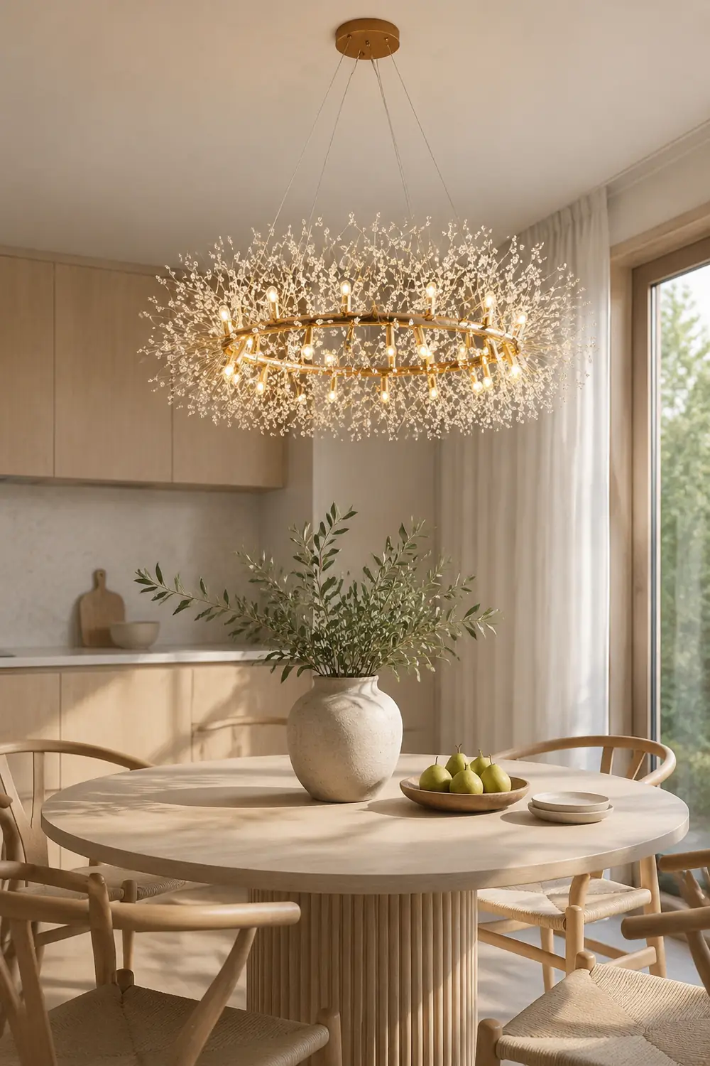 Lili Modern Dandelion LED Pendant Light Gold Metal/Crystal Bedroom/Living Room - Lumpaz
