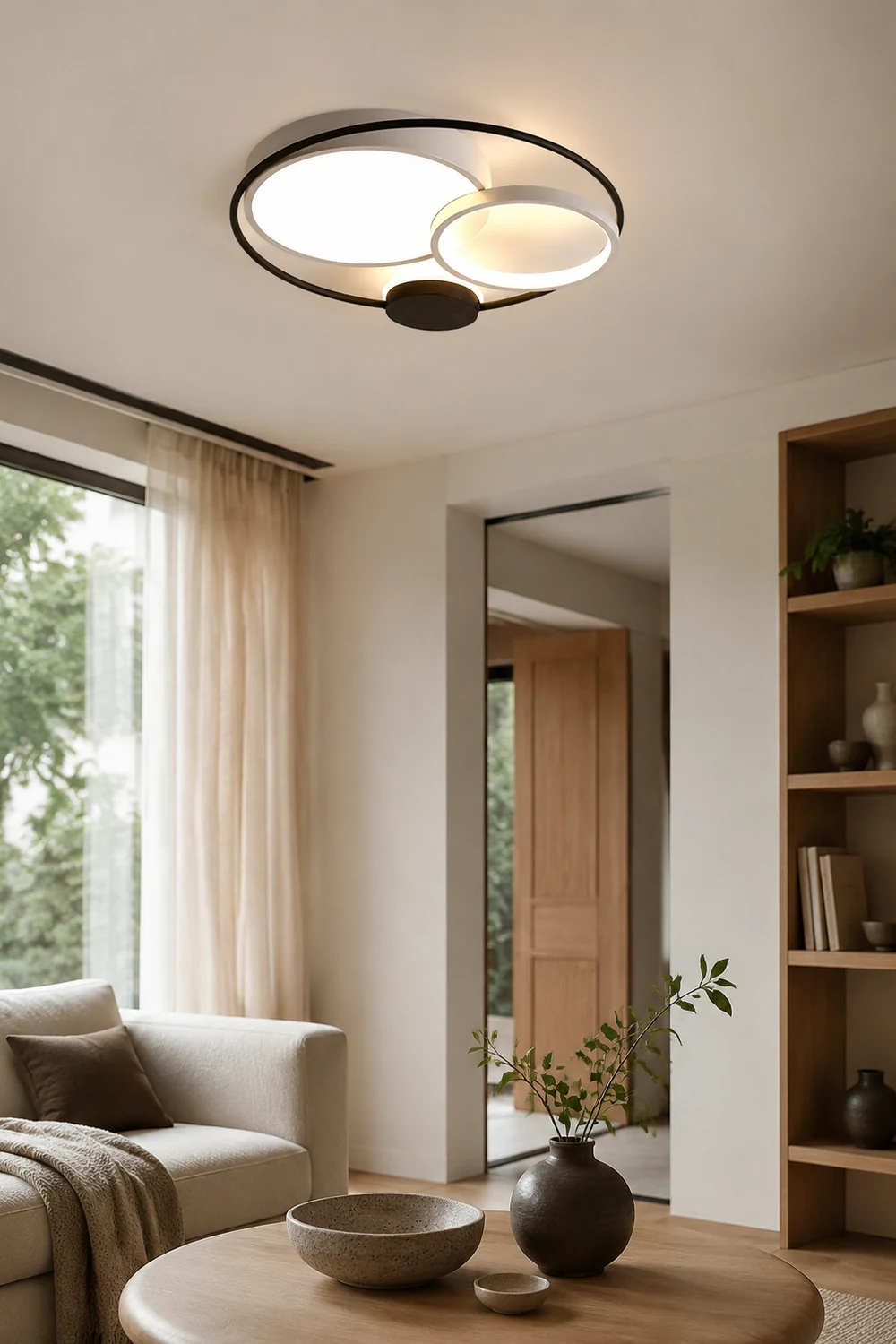 Lacey Modern Circular LED Flush Mount Ceiling Light, Black&White - Lumpaz