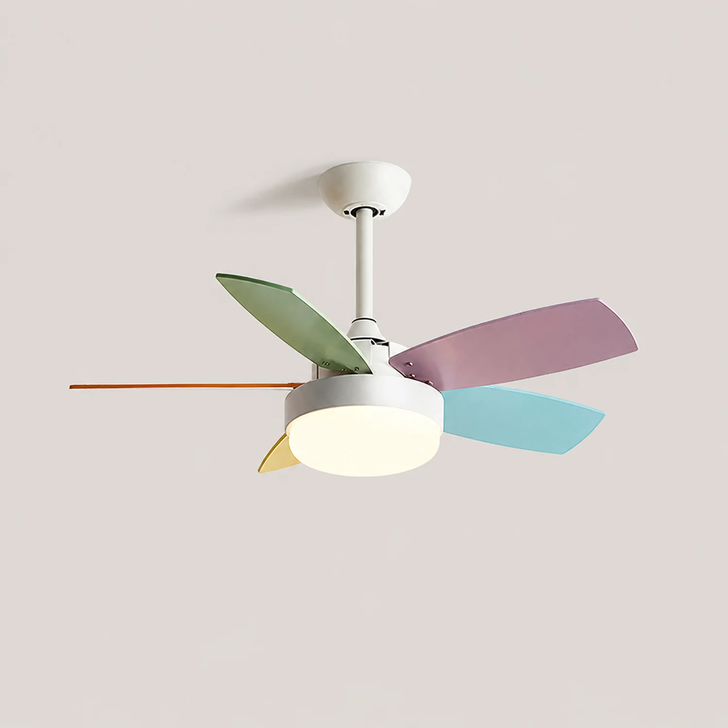 Morandi Modern 5-Blade Colorful DC Ceiling Fan with Light, LED, Summer, Bedroom - Lumpaz