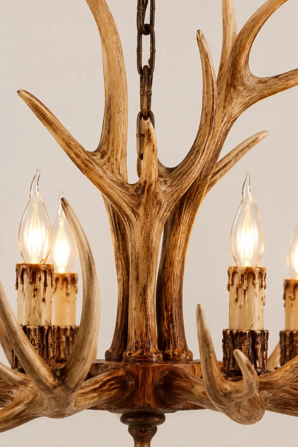 Austin Retro Deer Horn Resin Chandelier White Brown Coffee Living Room - Lumpaz