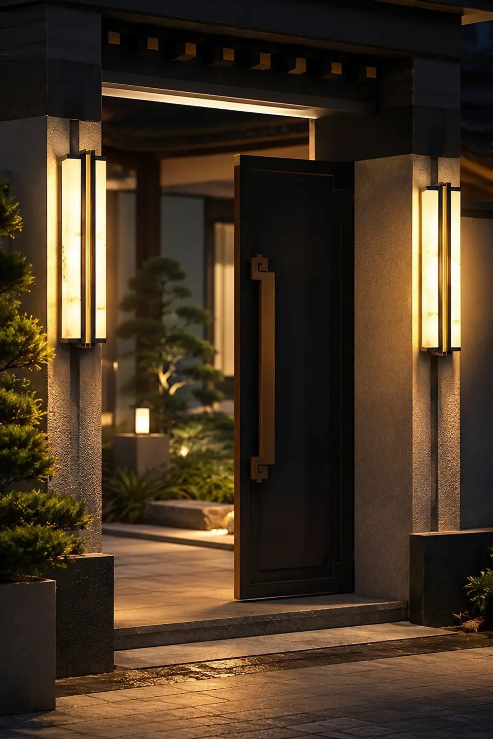 Modern Black LED Indoor/Outdoor Wall Lights with Resin Marble Shade复制 - Lumpaz