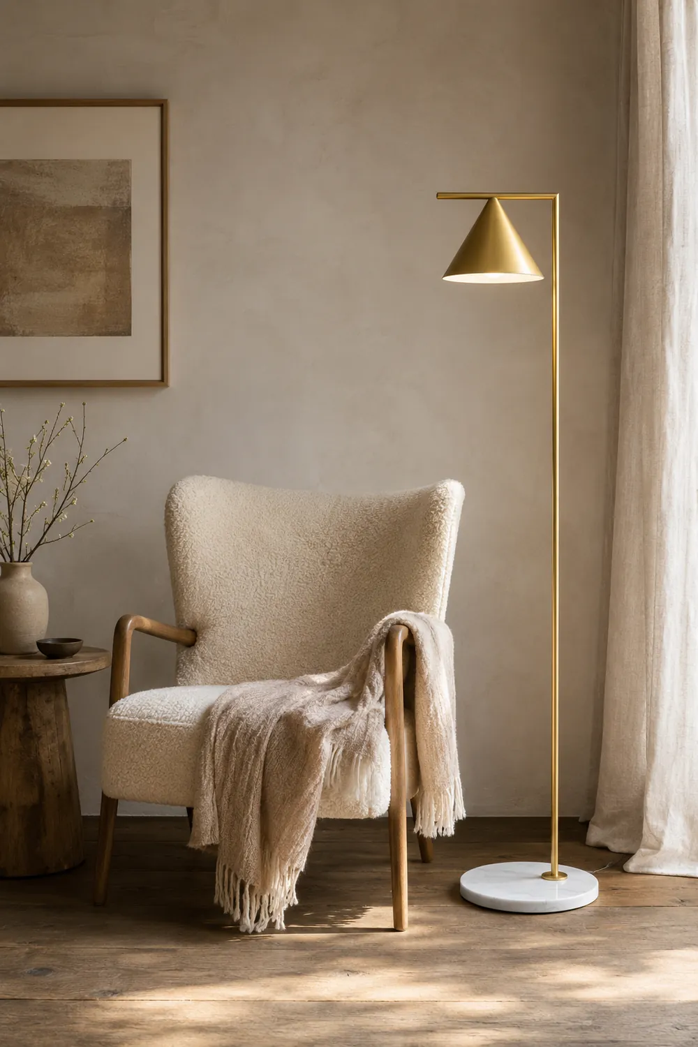 Carins Modern Geometric Marble Base Floor Lamp, Black/Gold - Lumpaz