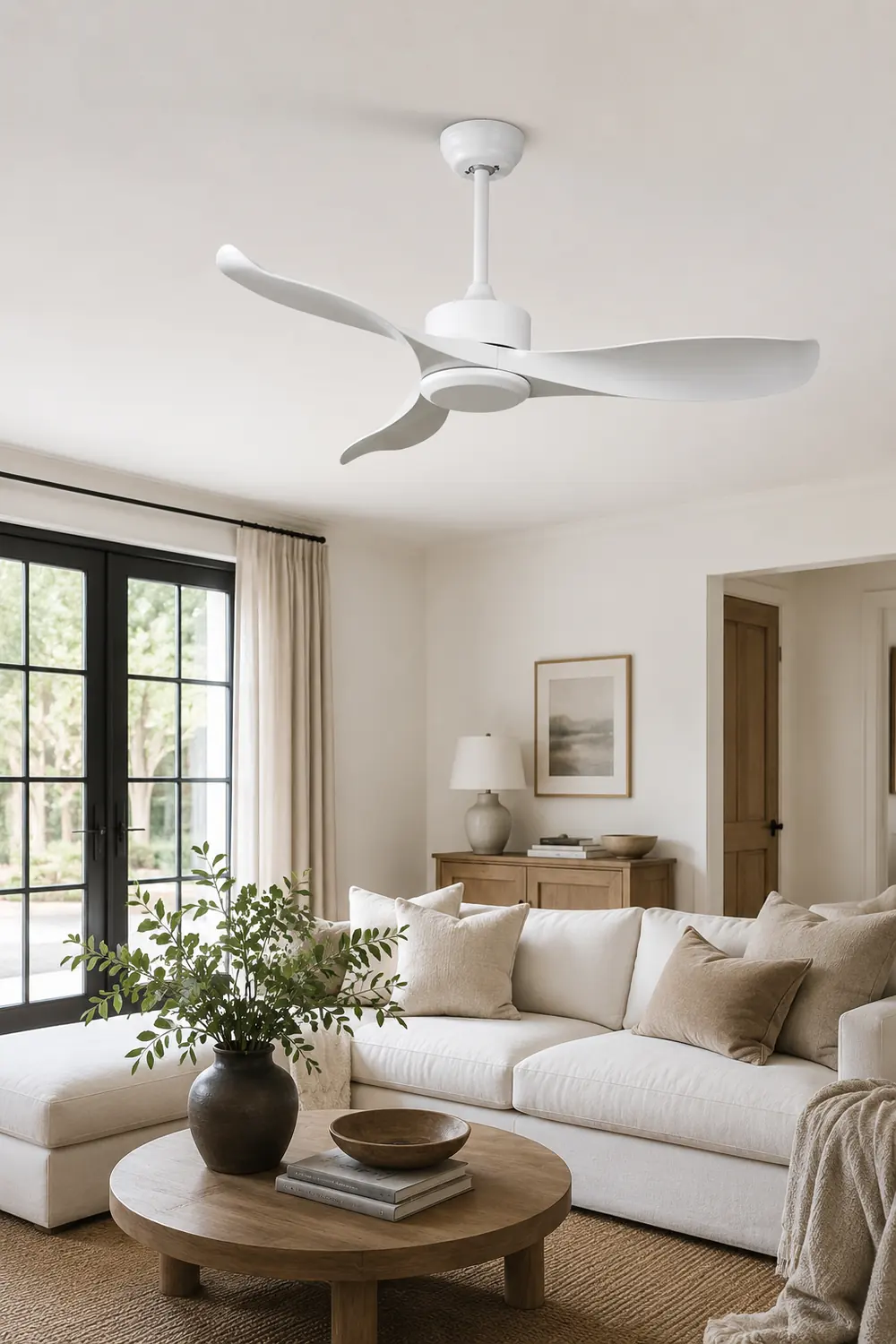Haydn 3-Blade Modern DC Ceiling Fan, Black & White, 42''/52'' - Lumpaz