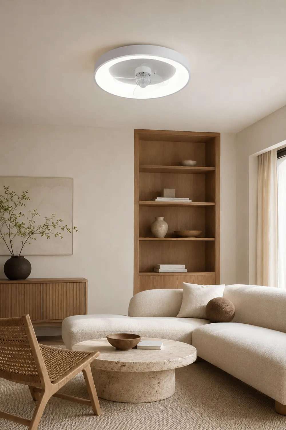 Quinn White Ceiling Fan with Light, Study/Bedroom - Lumpaz