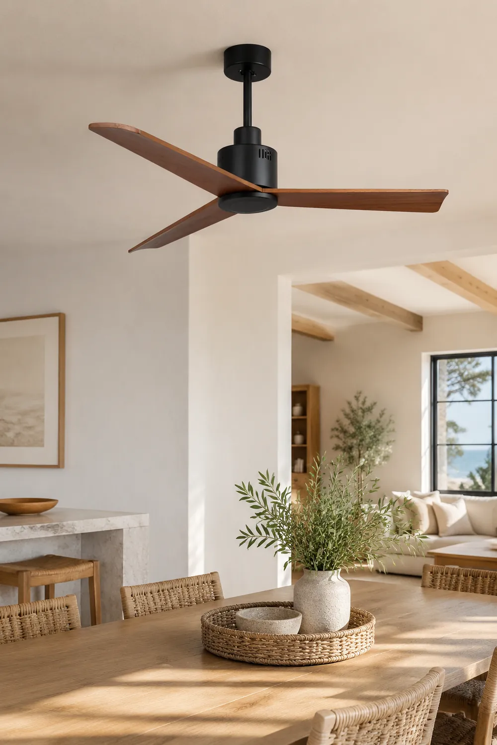 Haydn 3-Blade Modern Black DC Ceiling Fan, Summer, 52'' - Lumpaz