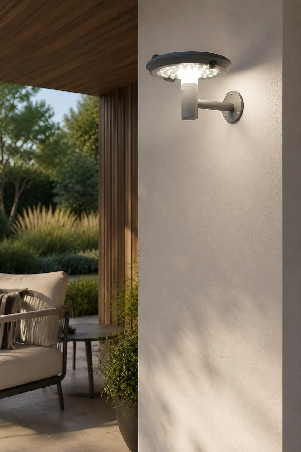 Modern Mushroom LED Solar Wall Light with Dual Motion Sensors - Gray - Lumpaz