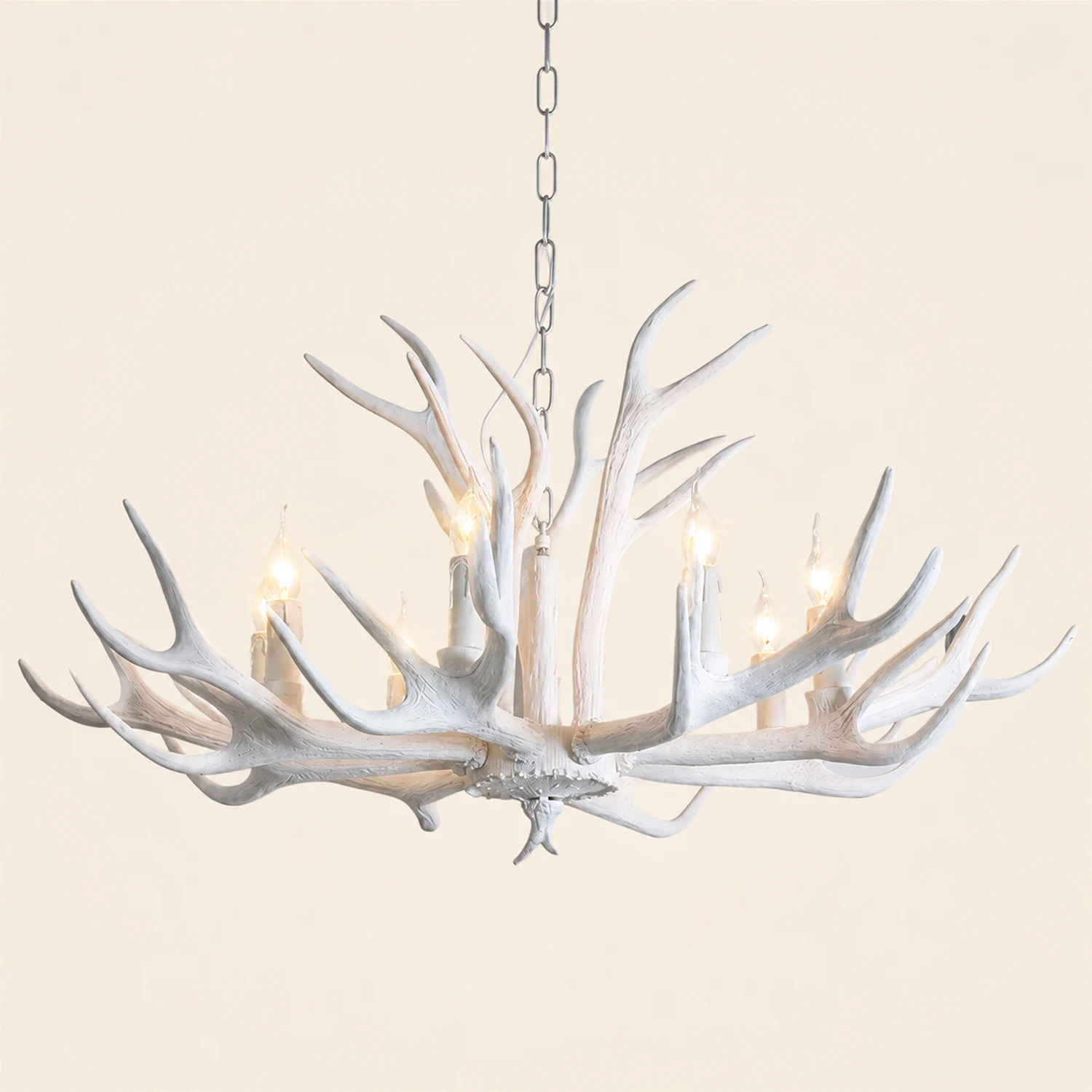 Austin Retro Deer Horn Resin Chandelier White Brown Coffee Living Room - Lumpaz