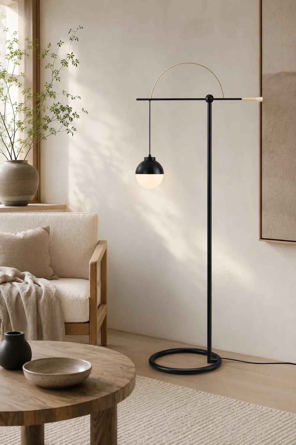 Valentina Modern Nordic Curved Bubble Metal/Glass Floor lamp, Black - Lumpaz