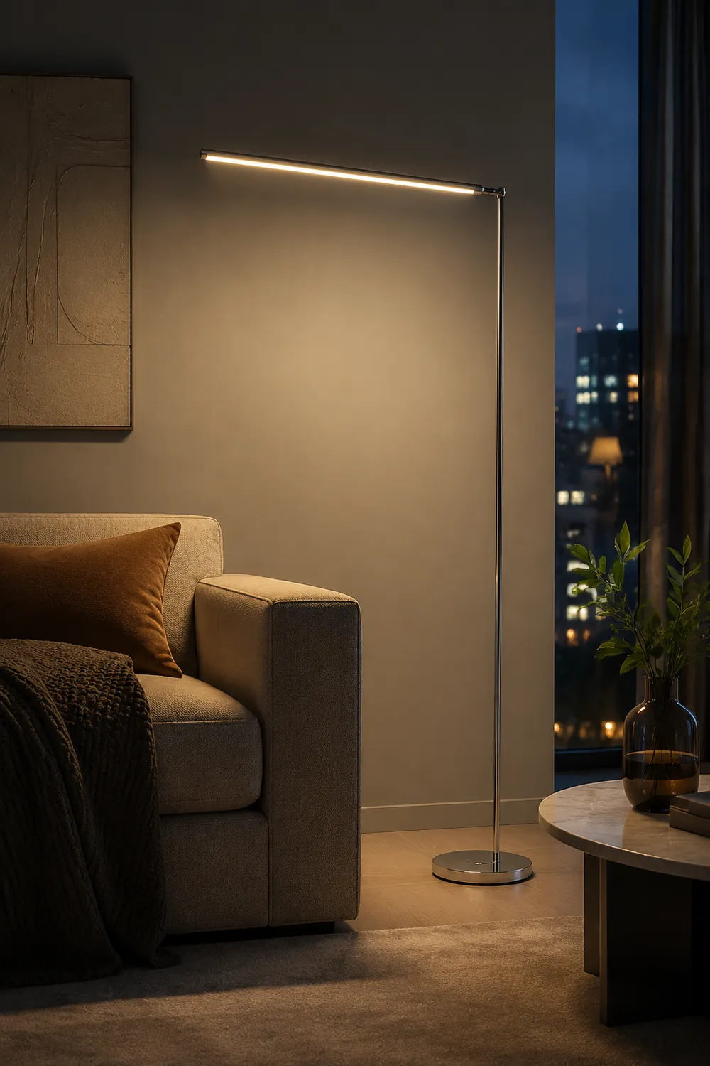 Modern Steamline Minimalist linear Floor Lamp, 2 Color - Lumpaz