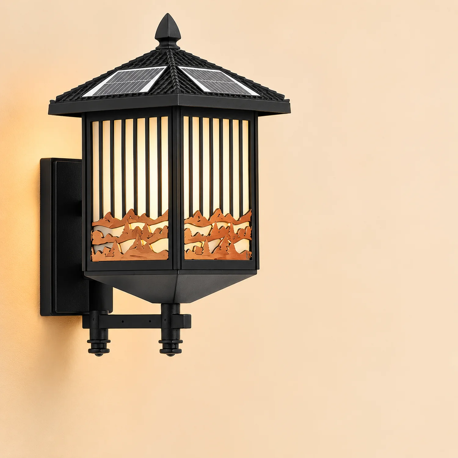 Retro Waterproof LED Black Modern Solar Wall Lights Outdoor Wall Sconce - Lumpaz