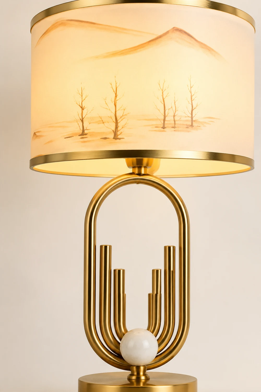 Sano Table/Floor Lamp Landscape, Metal/Fabric, Bedroom - Lumpaz