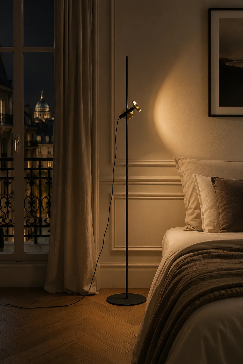 Salgado Modern Minimalist Metal Projector Floor Lamp, Black - Lumpaz