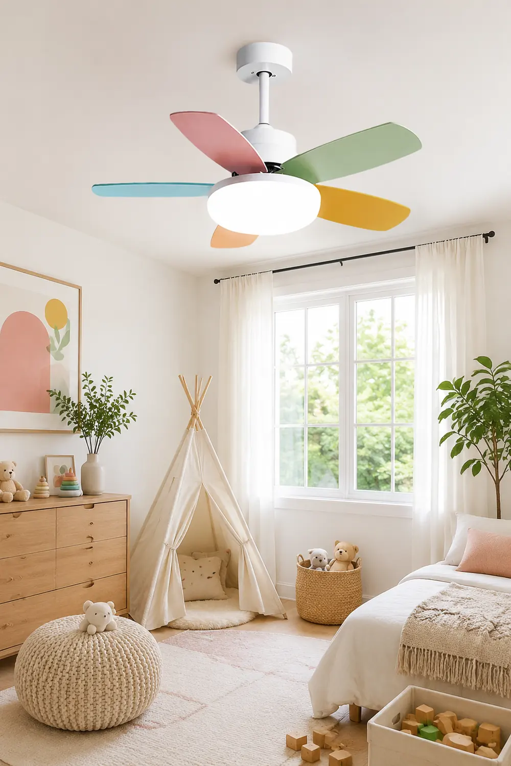 Morandi Colorful DC Ceiling Fan with Light, Summer, 42'' - Lumpaz