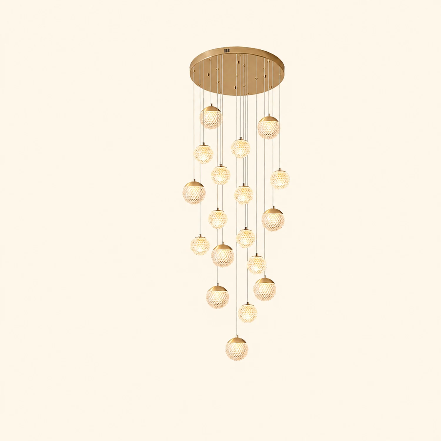 Jibril Multi Staircase Modern Art Deco Pendant Light, Gold - Lumpaz
