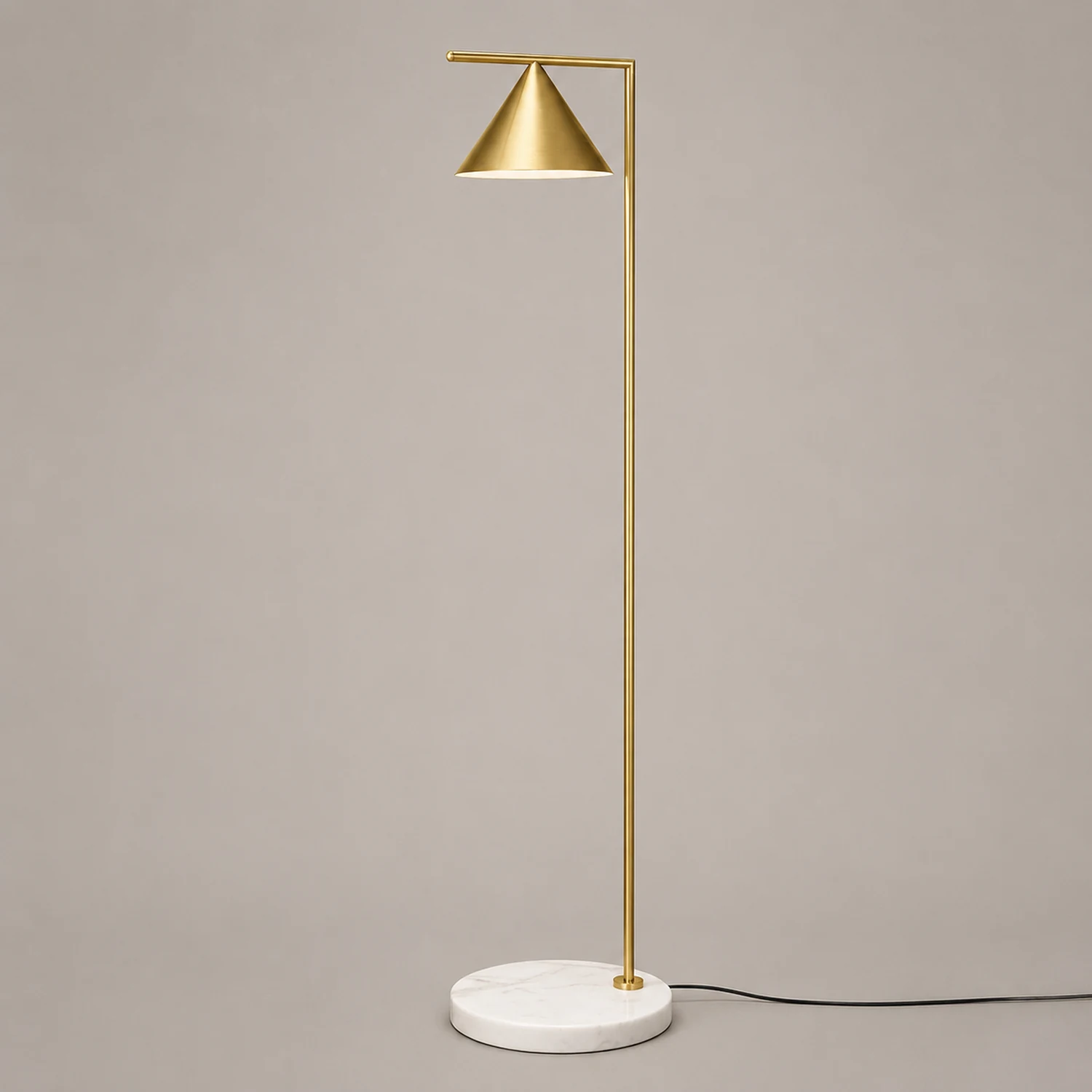 Carins Modern Geometric Marble Base Floor Lamp, Black/Gold - Lumpaz