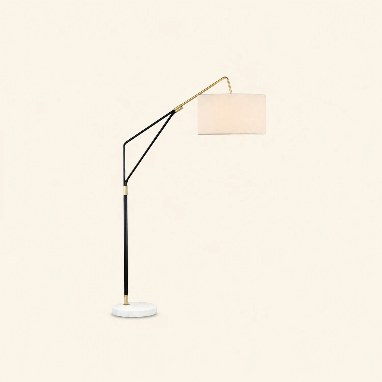 Eryn Floor Lamp Round Basic Nordic/Modern, Fabric, White, Bedroom - Lumpaz