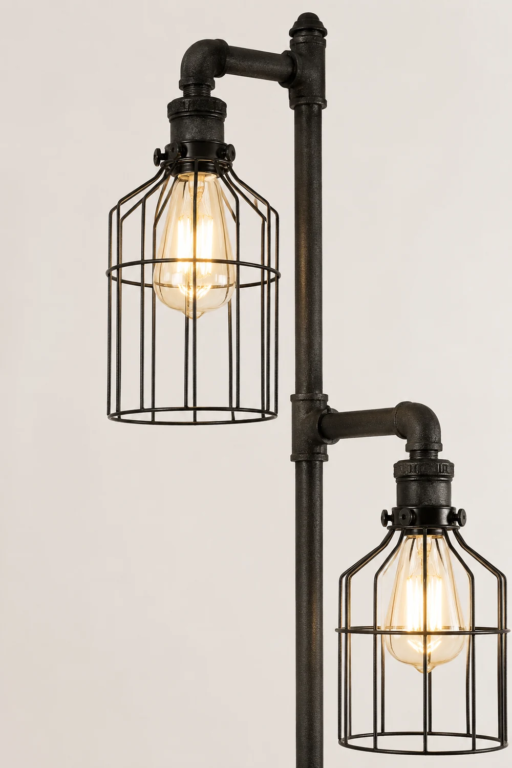 Alessio Retro Bird Cage Metal Floor Lamp, 3 Heads,Black - Lumpaz
