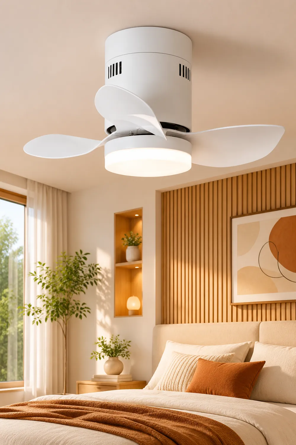Walters 3-Blade White Ceiling Fan with Light, 2 Color, DIA 23.6'' - Lumpaz
