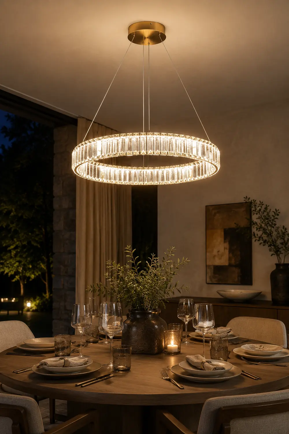 Marilyn Elegant Round Crystal Chandelier, Clear - Lumpaz