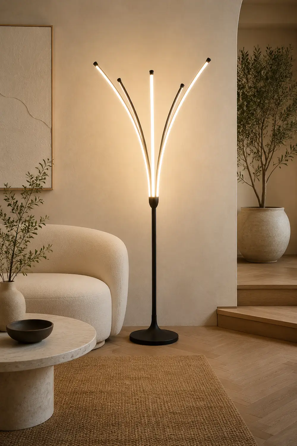 Edge Minimalist Designer Tree-Like Floor Lamp, Metal/Acrylic - Lumpaz