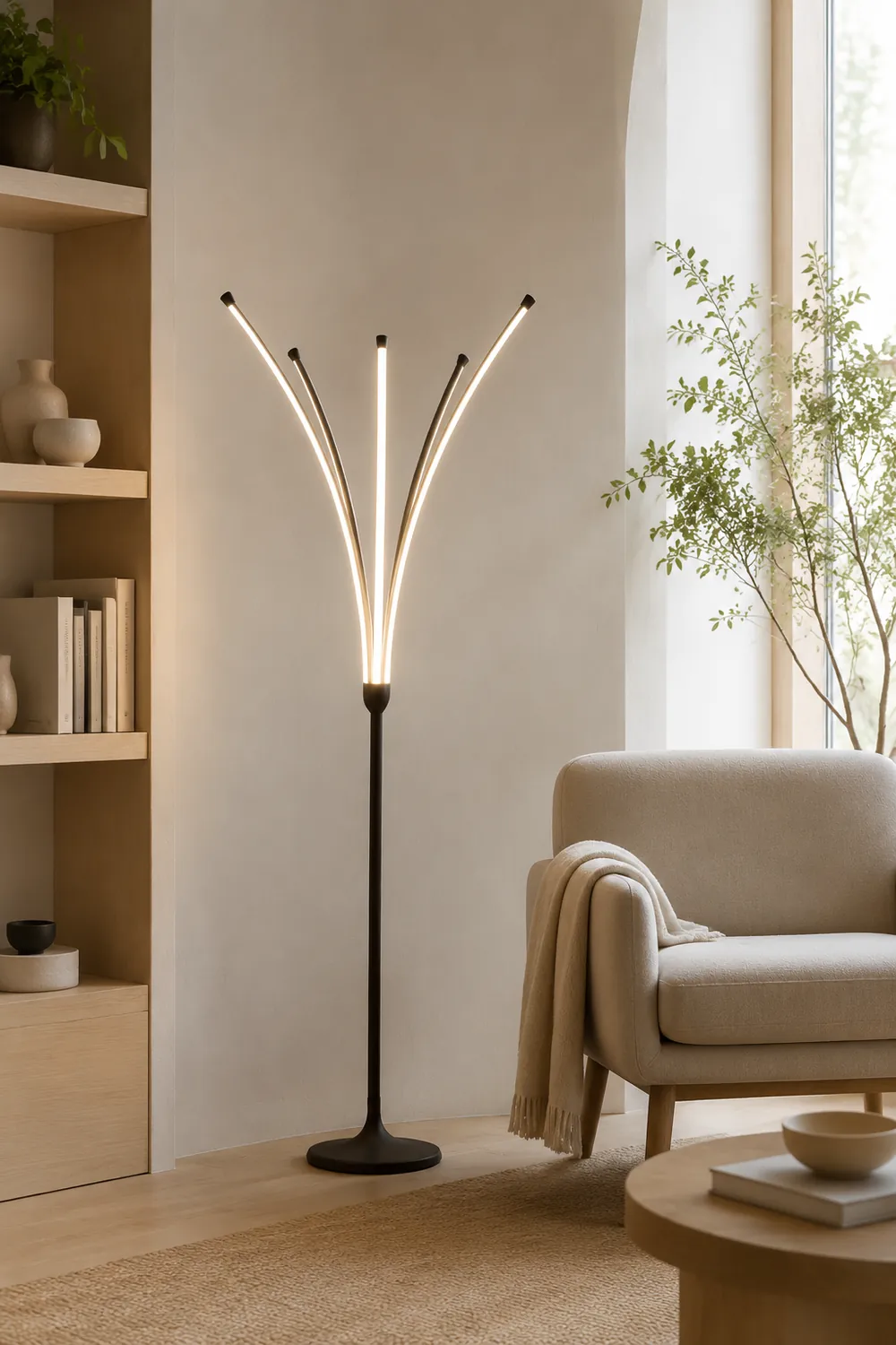 Edge Minimalist Designer Tree-Like Floor Lamp, Metal/Acrylic - Lumpaz