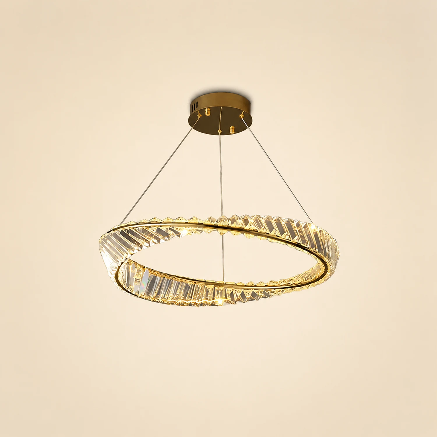 Kirsten Modern Luxury Round Metal/Glass Chandelier, Gold - Lumpaz