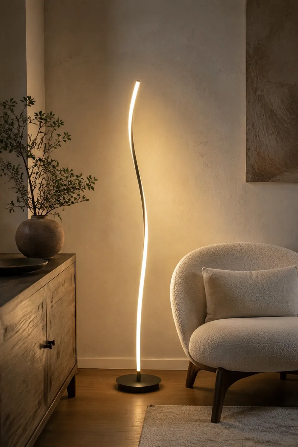 Modern Linear Metal Acrylic Floor Lamp, Black/White - Lumpaz
