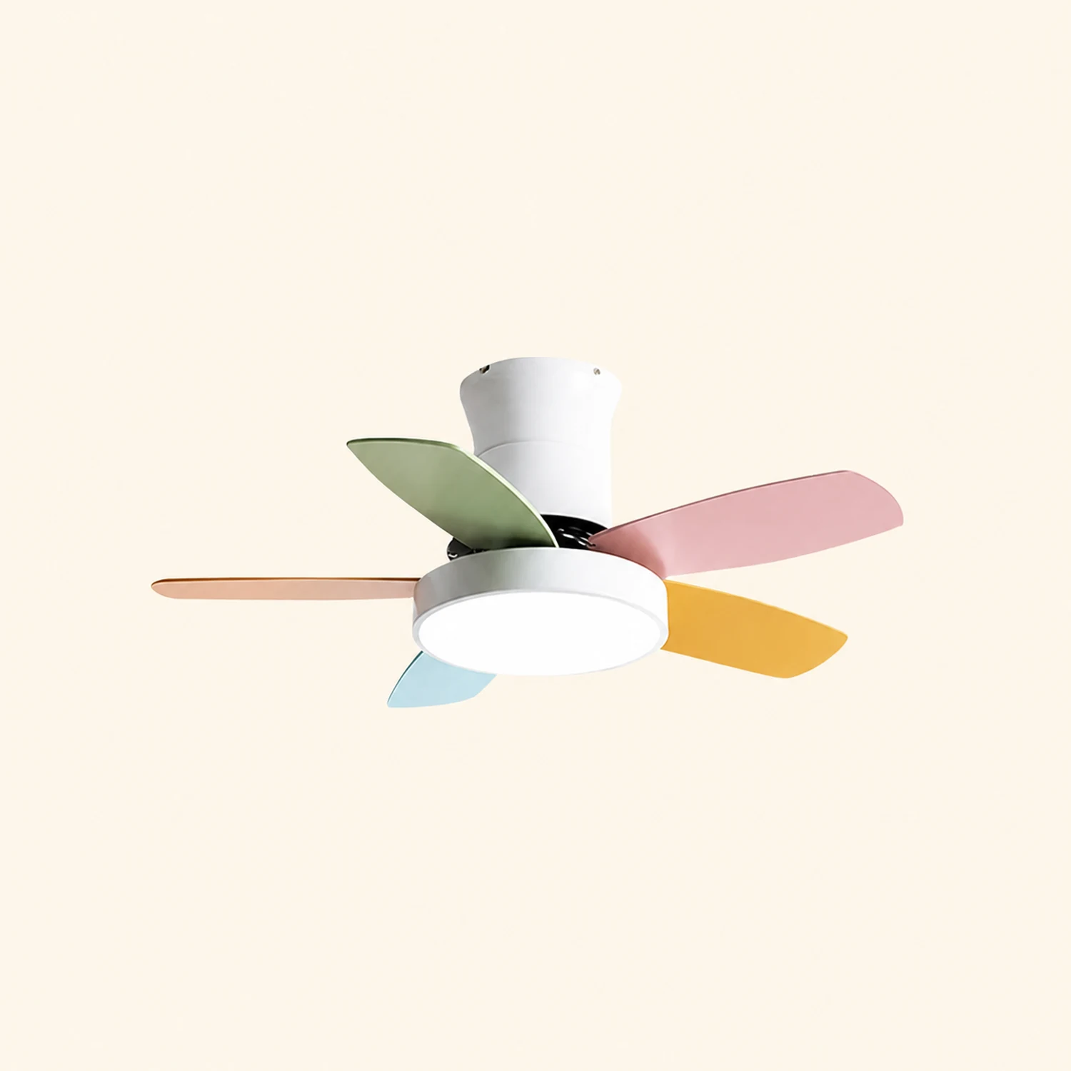 Morandi 5-Blade Colorful DC Ceiling Fan with Light, Low Profile, 42'' - Lumpaz