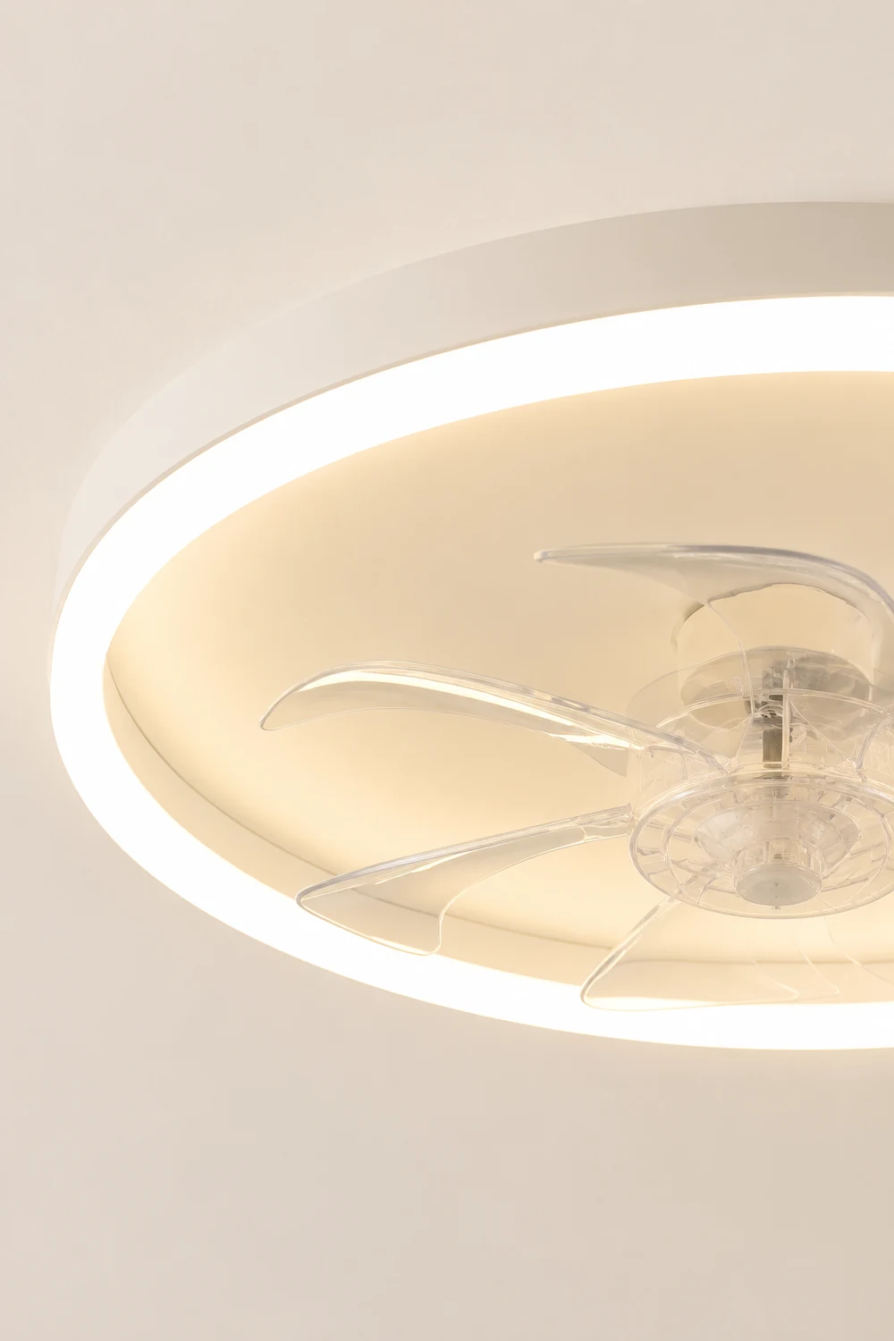 Edge 7-Blade Ring White Ceiling Fan with Light, DIA 16"/20"/24" - Lumpaz