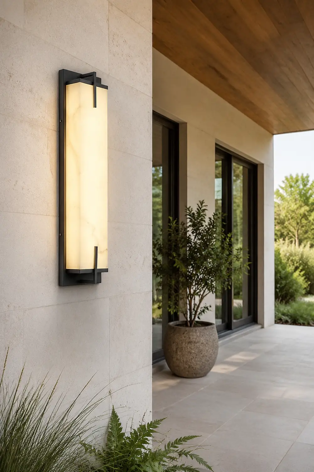 Resin Rectangular Waterproof LED Black Modern Outdoor Sconce Lighting - Lumpaz