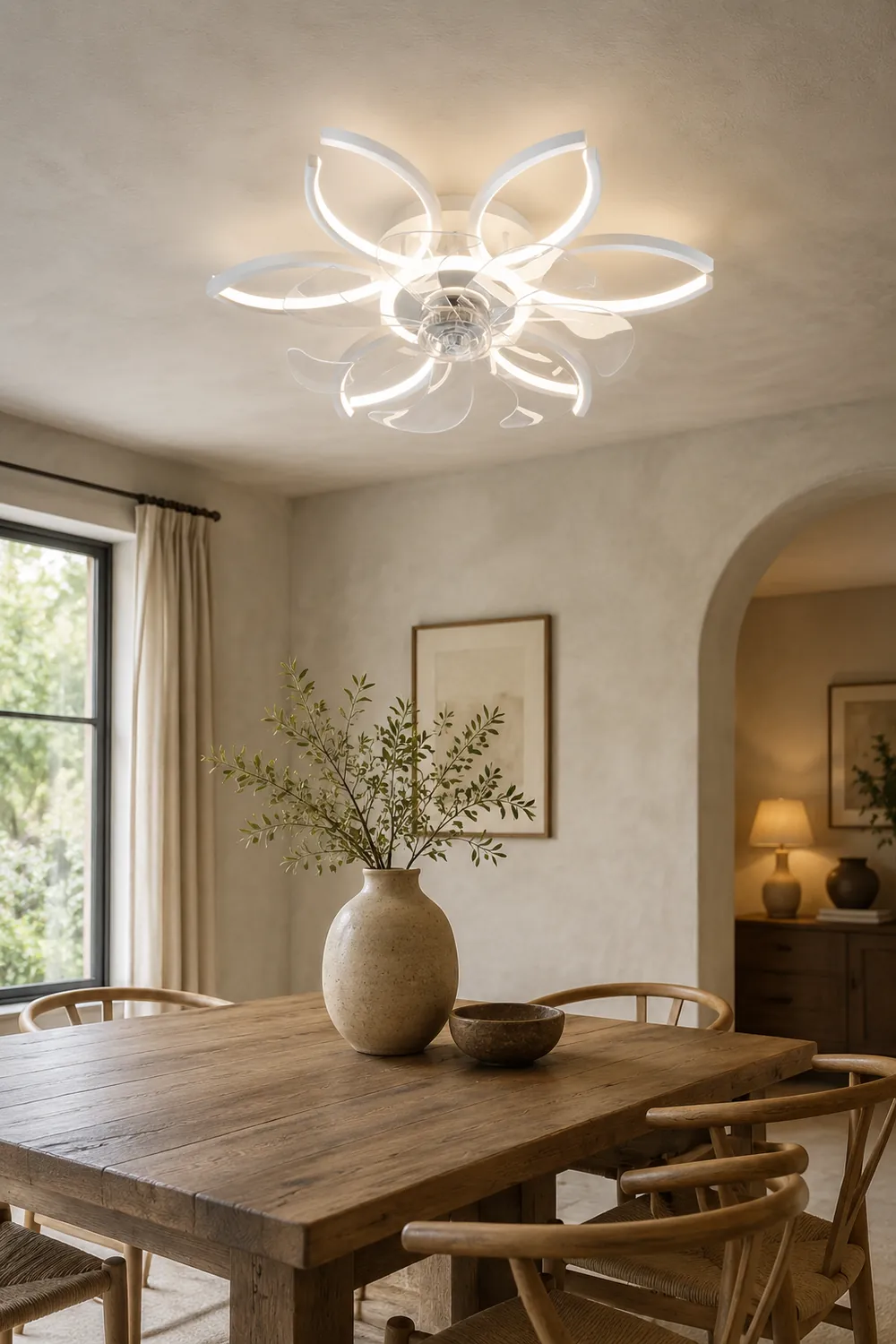 Lacey Ceiling Fan with Light, 4 Style, L 21" Living Room - Lumpaz