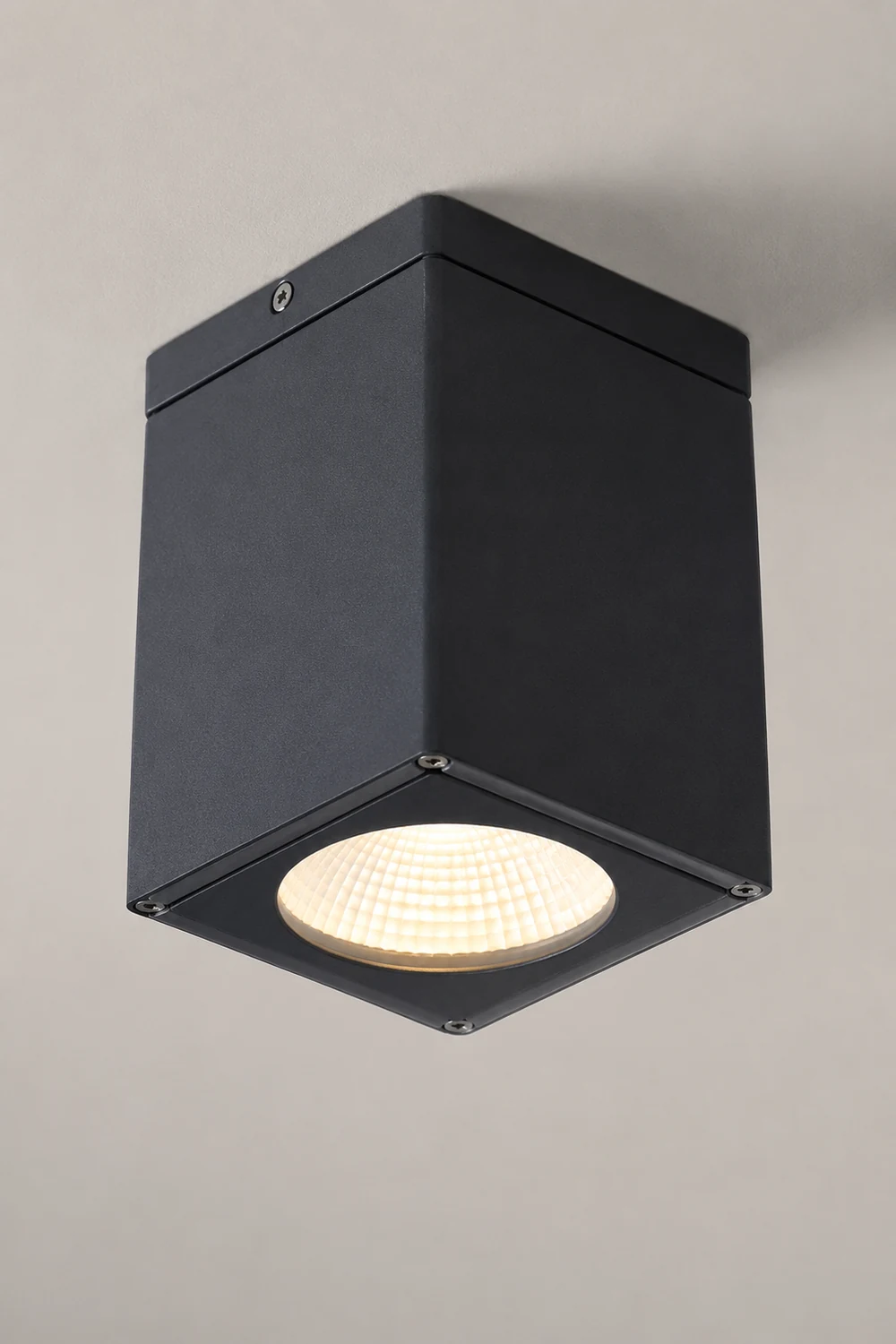 Orr Modern Black Rectangualr Flush Mount Ceiling Light, Metal/Glass - Lumpaz