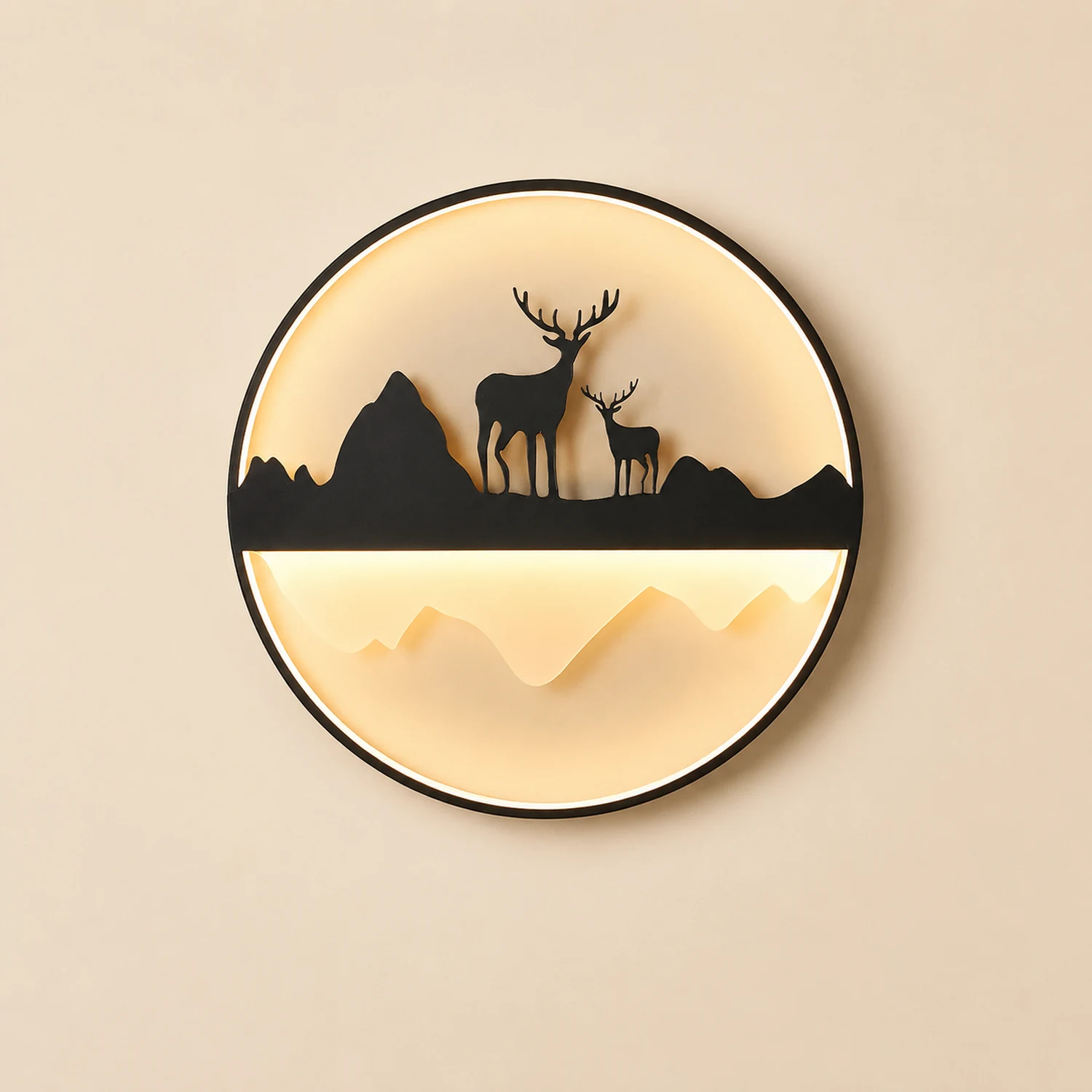 Round Mountain Scenery Silhouette Dimmable with Remote Outdoor Wall Lights - Lumpaz