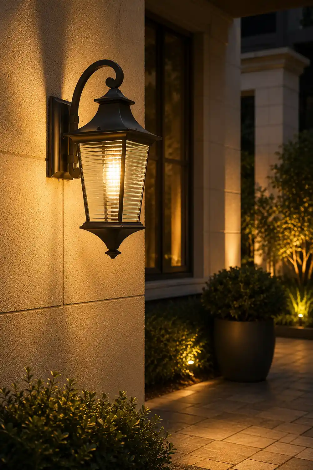 Retro Waterproof Creative Stripes Glass Shade Modern Outdoor Wall Light - Lumpaz