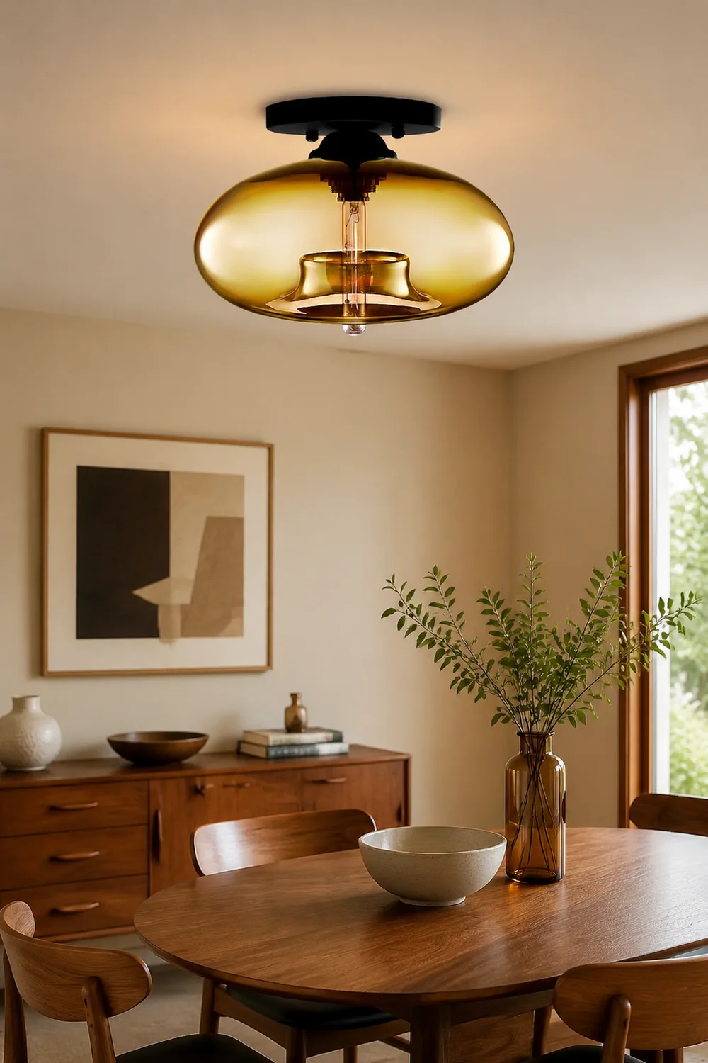 Sanna Industrial Art Deco Globe Flush Mount Ceiling Light Living Room - Lumpaz