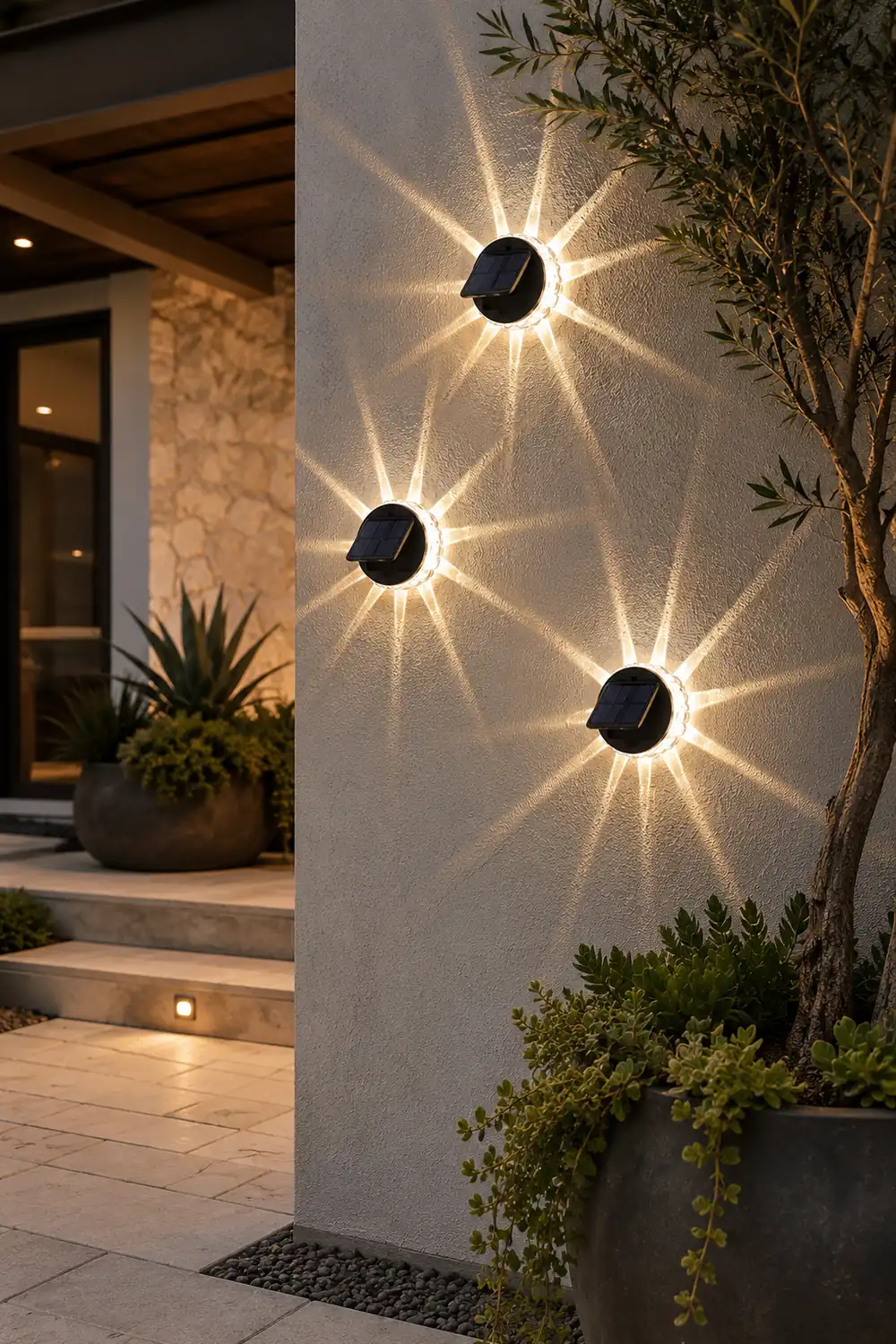 Round 9 LED Solar Petal Wall Light 3 Mode with Remote Outdoor Wall Sconce Lamp Waterproof Wall Mount Lighting - Lumpaz