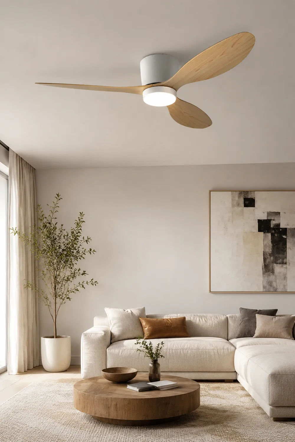 Walters Minimalist 3-Blade DC Ceiling Fan with Light, Black & White - Lumpaz