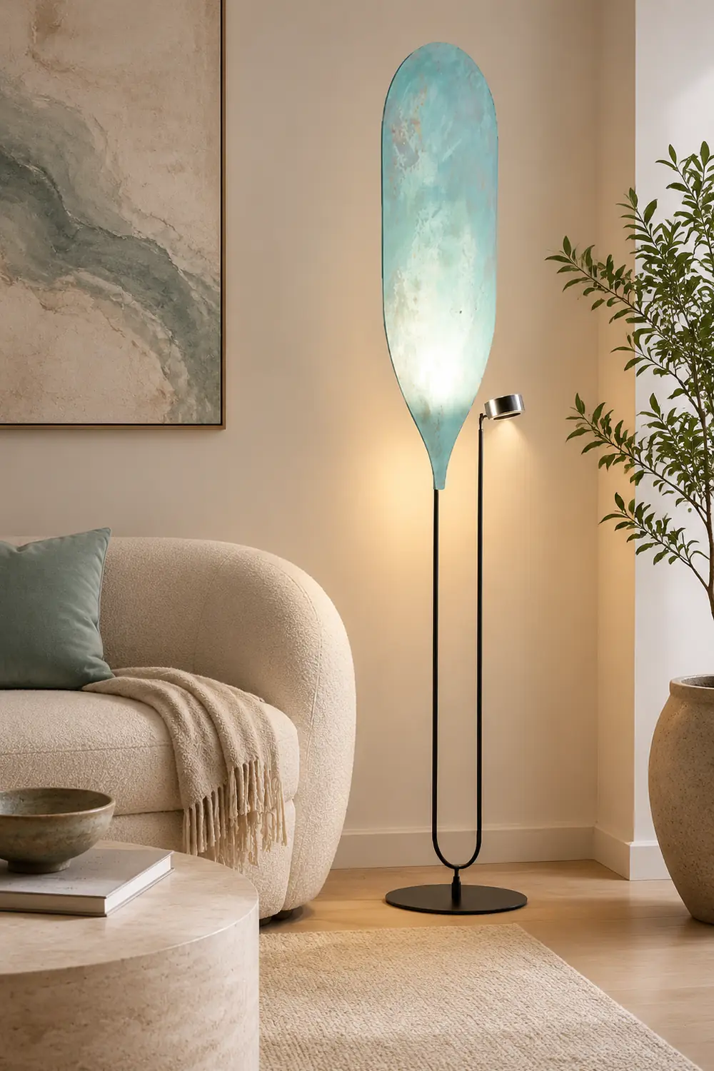 Salgado LED Floor Lamp, Metal, Reddish Brown/Aqua Blue - Lumpaz
