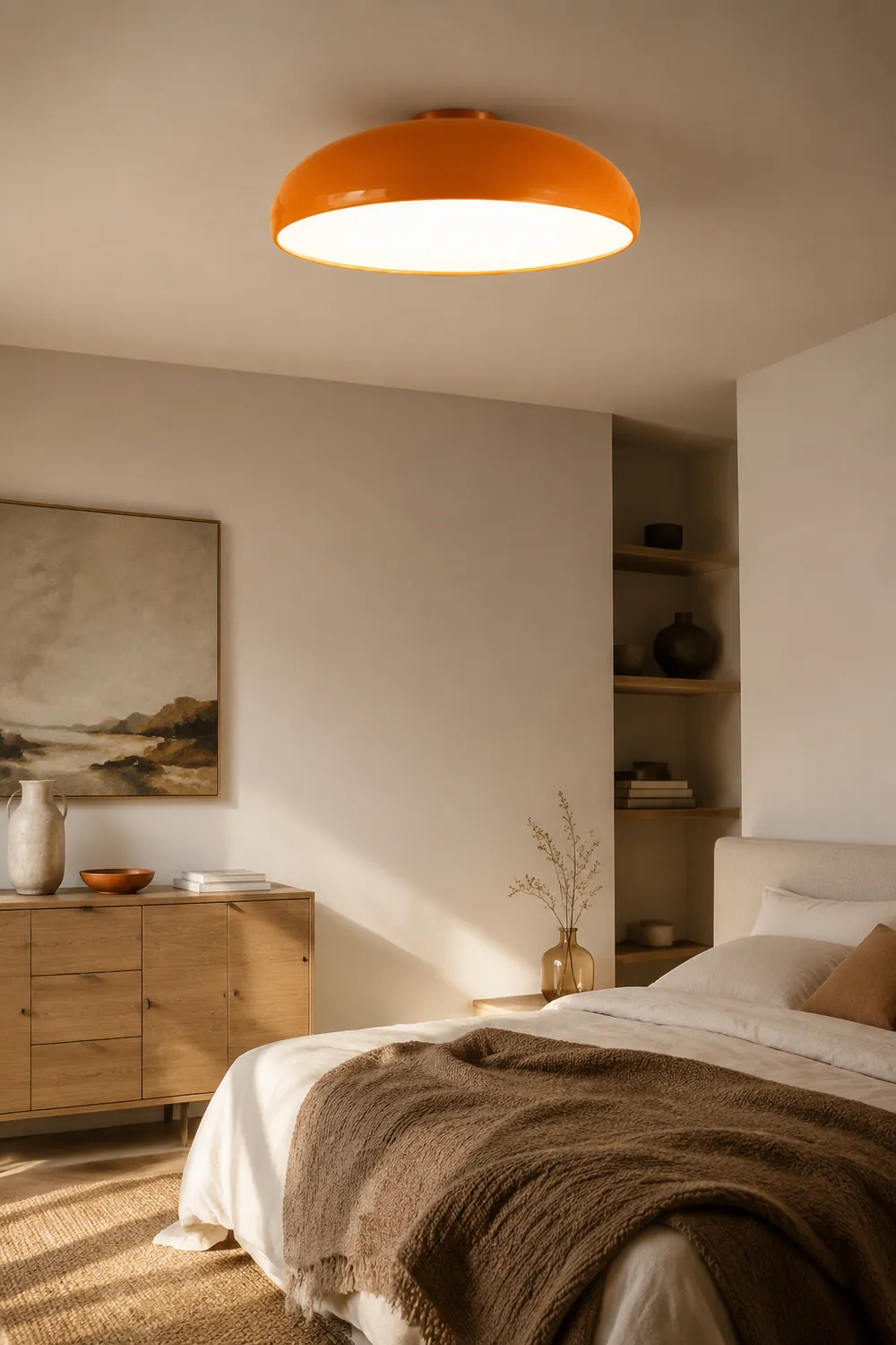 Morandi Vintage LED Ceiling Light White/Black/Red/Orange Metal Bedroom/Living Room - Lumpaz