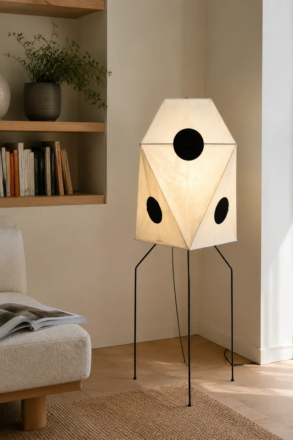 Renée Modern Funky Floor Lamp, Artificial Paper/Metal - Lumpaz