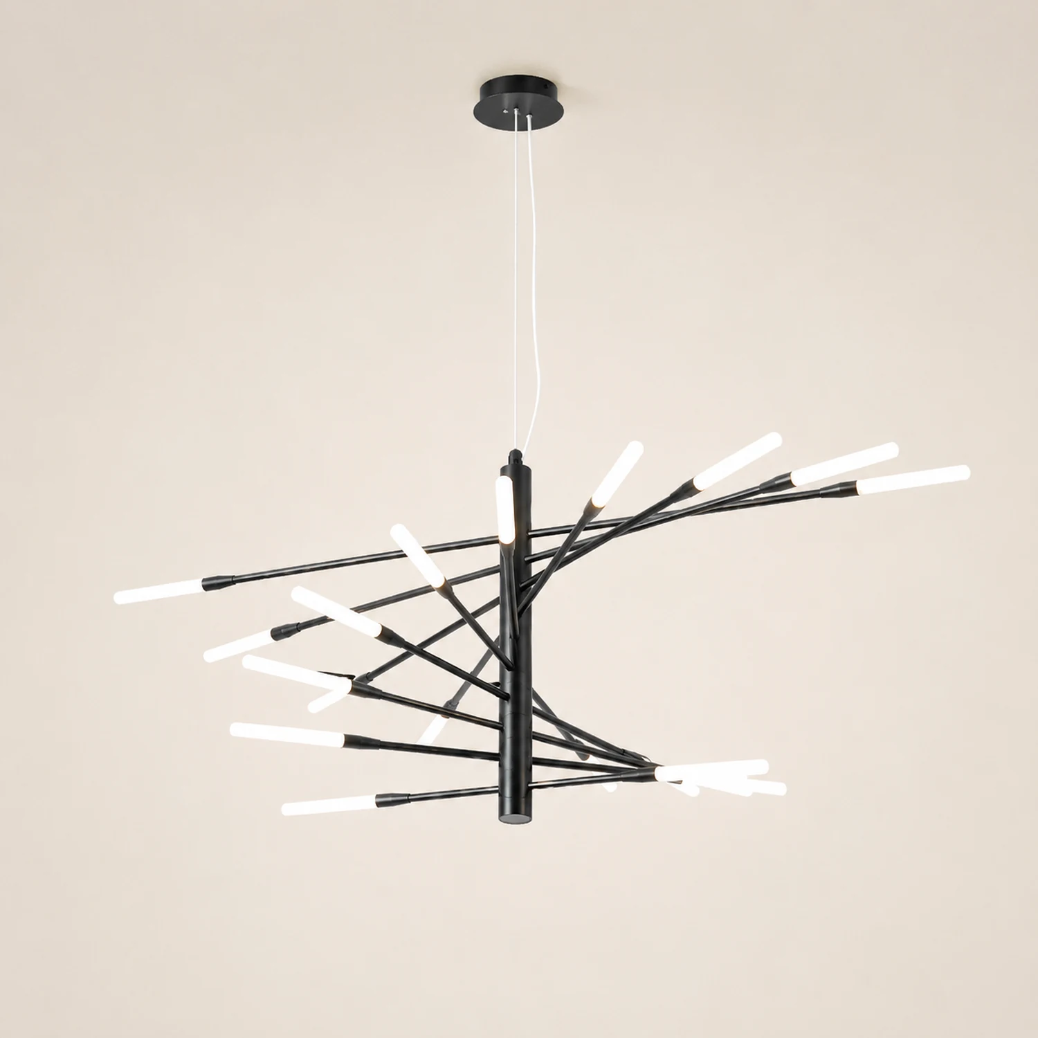 Lowry Modern Chandelier Black/Gold Metal/Acrylic Living Room - Lumpaz