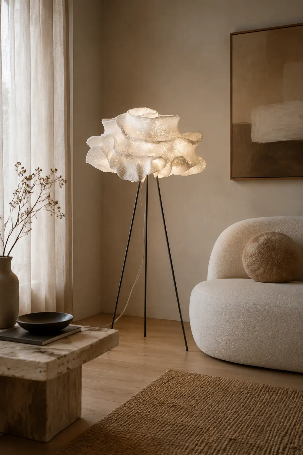Renée Artistic Cloud Floor Lamp, White, Living Room/Bedroom - Lumpaz