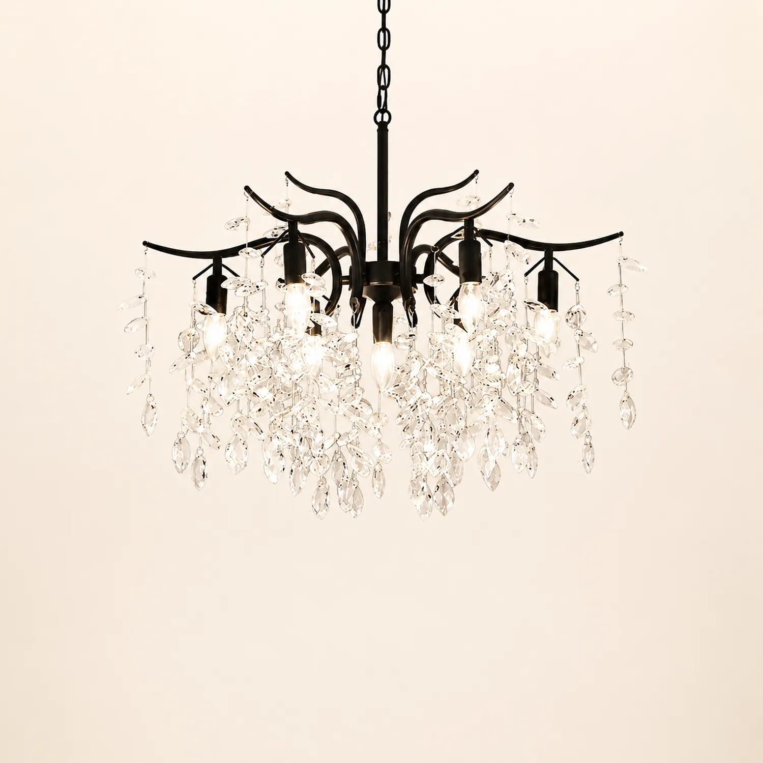 Marilyn Modern Crystal Metal Luxury Chandelier Black Gold Living Room - Lumpaz