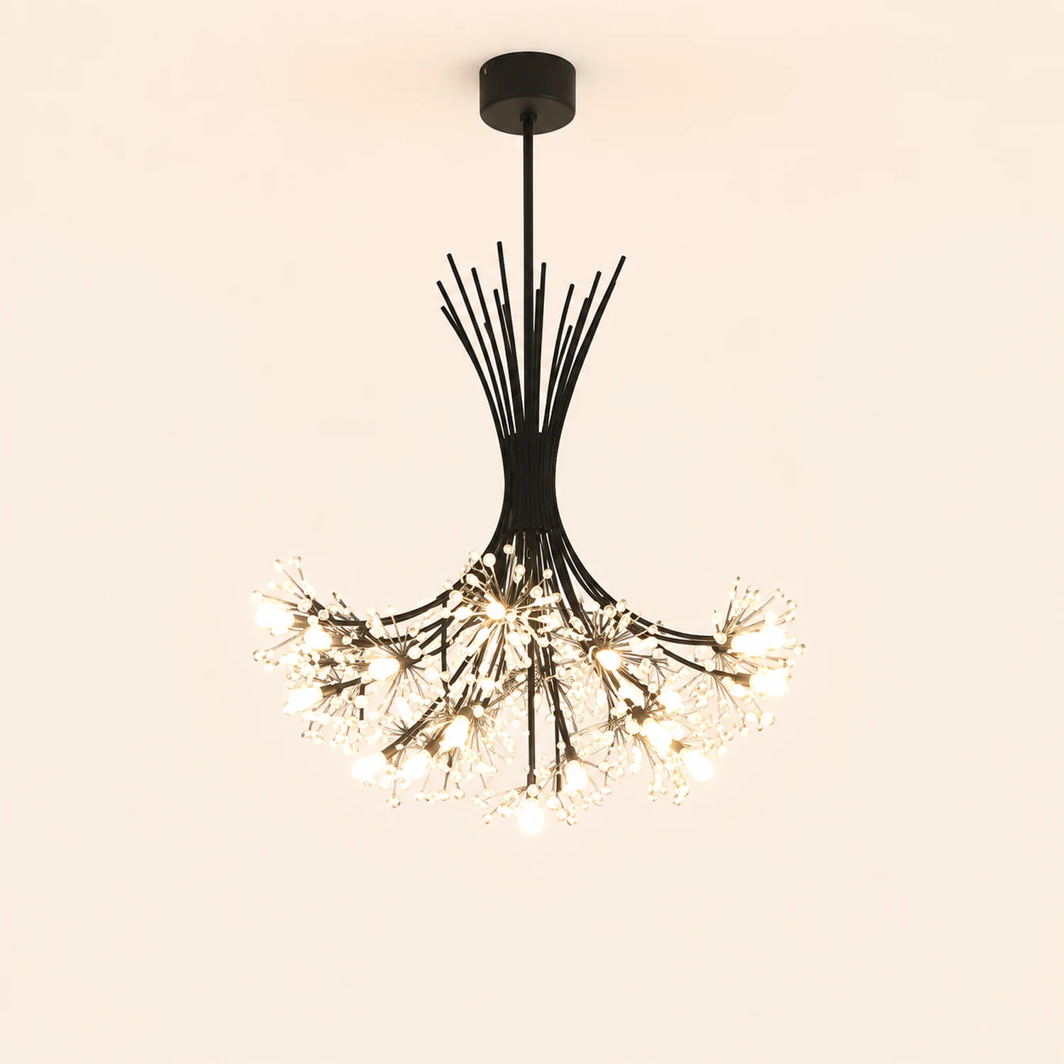 Lily Modern Art Deco Crystal Sputnik Chandelier, Black/Gold - Lumpaz