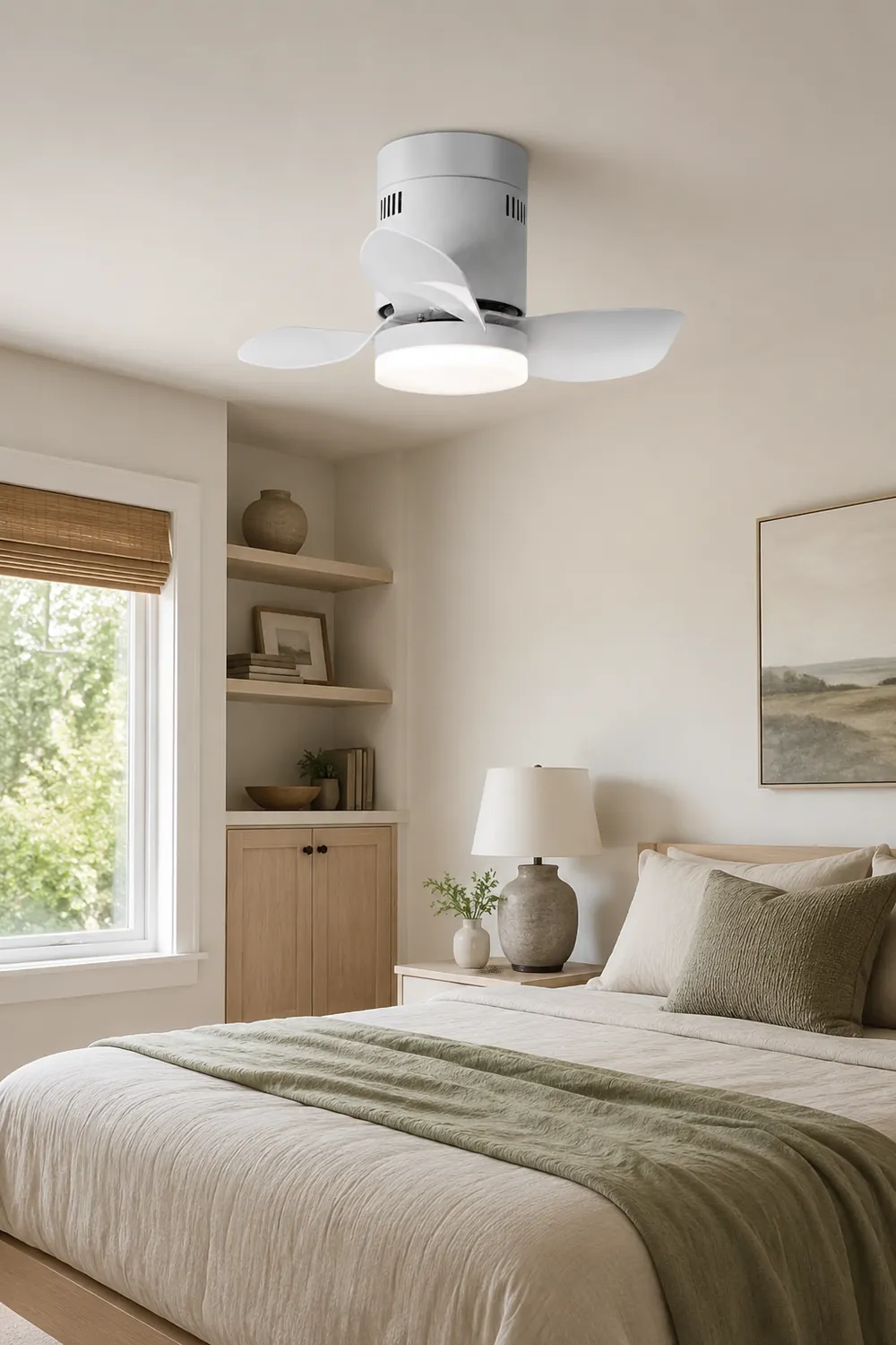 Walters 3-Blade White Ceiling Fan with Light, 2 Color, DIA 23.6'' - Lumpaz