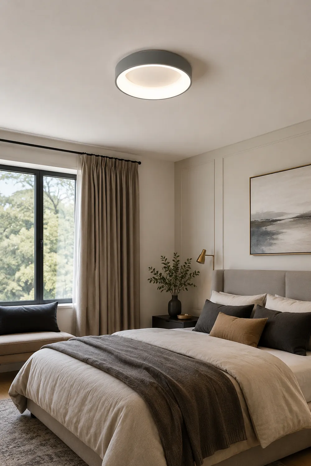 Quinn Modern Flush Mount Ceiling Light, LED, Bedroom/Dining Room - Lumpaz